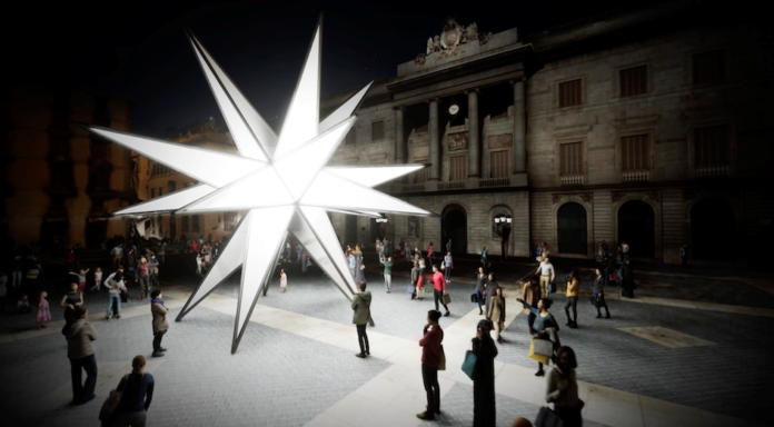 La gran estrella que, bajo el nombre de Origen, simbolizará la Navidad en la plaça Sant Jaume de Barcelona