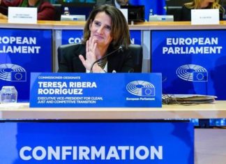 La todavía ministra de Transición Ecológica, la socialista Teresa Ribera, en el Parlamento europeo.