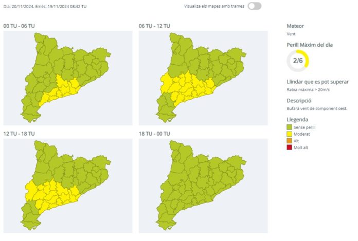 Mapas del tiempo en Cataluña para las próximas horas