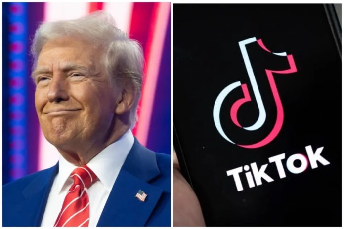 Donald Trump y el logotipo de TikTok.