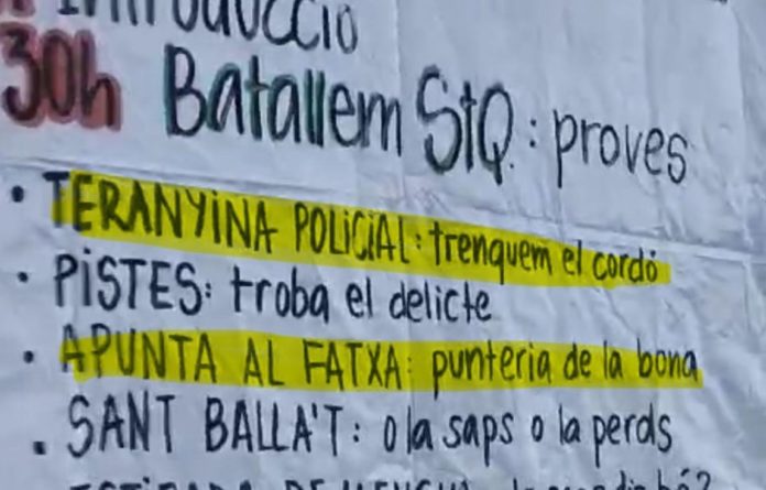 Pancarta de Arran en la que se anunciaban las actividades que VOX considera que pueden constituir un presunto delito de odio.